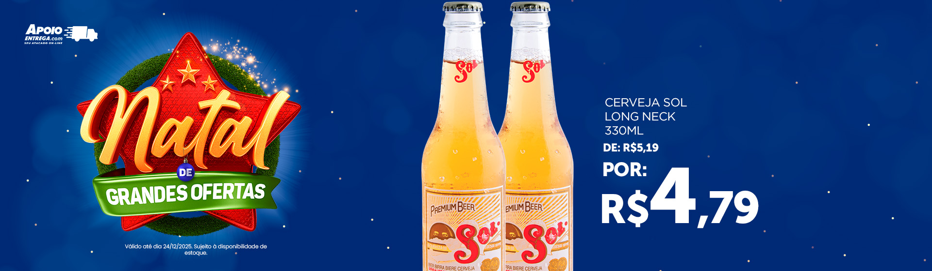 Cerveja Sol Long Neck 330ml 24/12